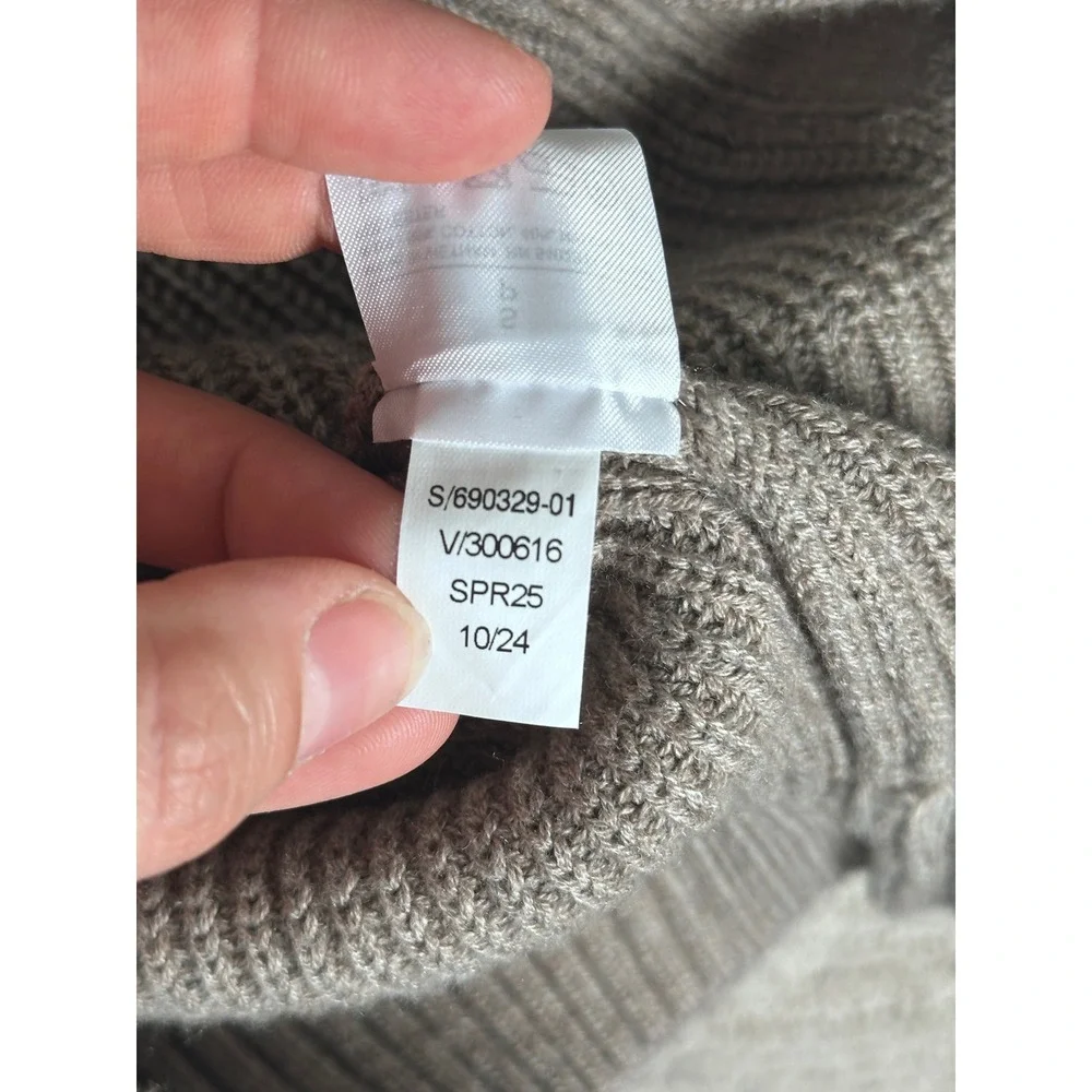 Banana Republic Mens Shawl Collar Cardigan Sweater Taupe Gray Ribbed Knit Small